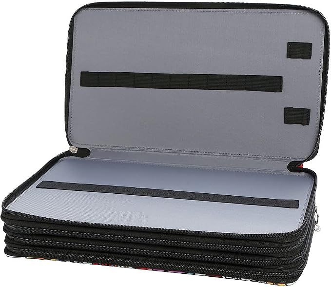 300 Slots Colored Pencil Case Organizer, 4 Layer Bag | Twill Oxford fabric,103 elastic loops,detachable handle,for travel,home storage,drawing tools,creative gifts