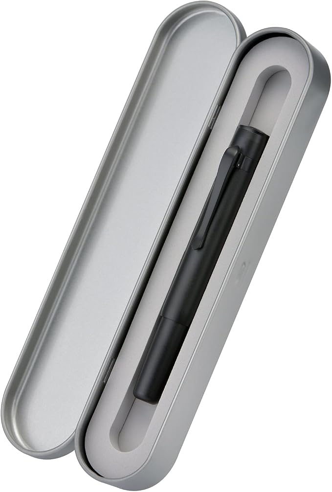 HONG DIAN M2 Mini Fountain Pen with Extra Fine Soft Nib, Sleek Shape Aluminium Short Pocket Travel Pen (Matte Black)