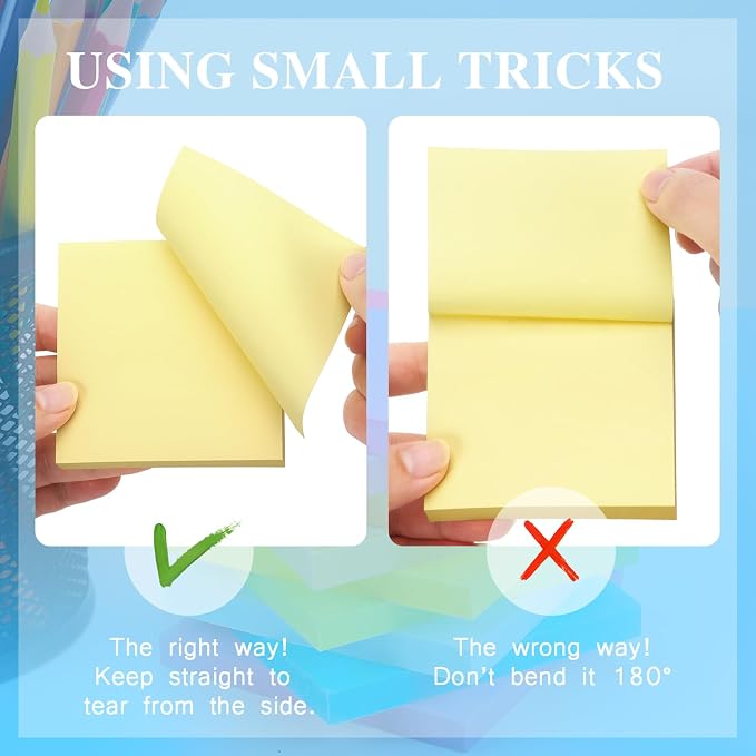 Early Buy Pop Up Sticky Notes 3x3, 6 Pads, 6 Pastel Color, 100 Sheets/Pad | repositionable adhesive, ideal for planners, reminders, and office organization