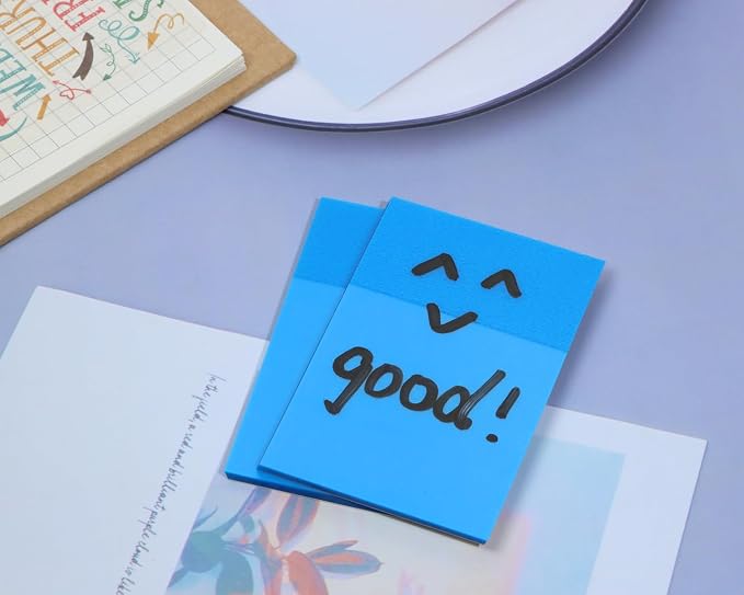 ONLYKXY 2 Pack Rectangle Transparent Sticky Notes 2.95x1.96inch Waterproof Index Sticker Self-Stick Book Tabs 100 Sheets PET Markers Sticky Notes Pad (Dark Blue)