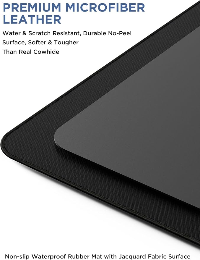 Wireless Charging Mouse Pad with 2nd Gen Tech, 3-in-1 25W Fast Charger, Replaceable Rubber & Microfiber Leather Desk Mat, Large Waterproof Desk Pad for Office & Gaming