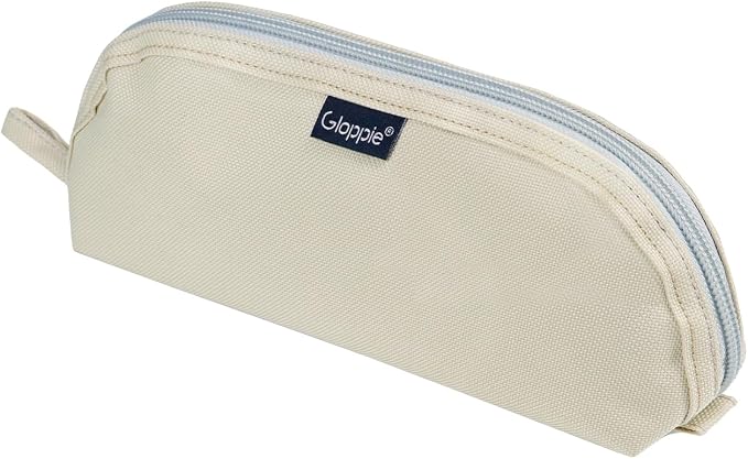Gloppie Pencil Pouch - Practical Pencil Case, Aesthetic Simple Pencil Bag, Small Pen Holder, Back to School Supplies for Girls Boys, Off White