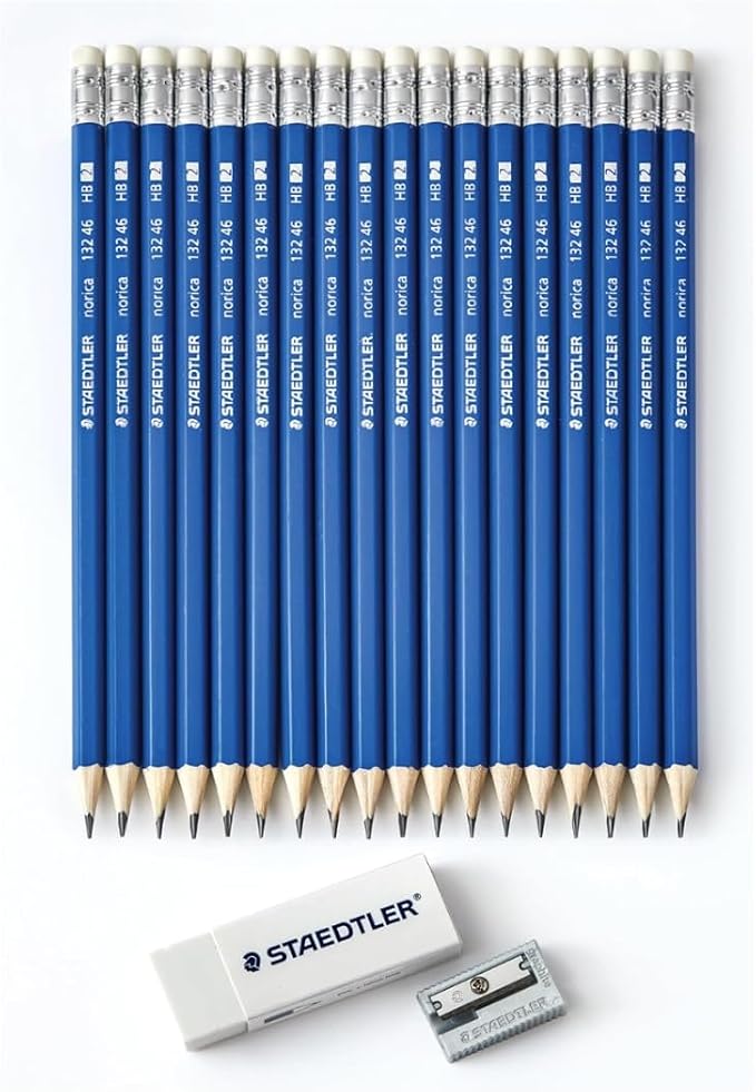 STAEDTLER Norica #2 HB Wood-Cased Pencil Set, 18 Pack, 324 Graphite Pencils | Pre Sharpened, 18 Sharpeners,18 Erasers, Break-Resistant Lead