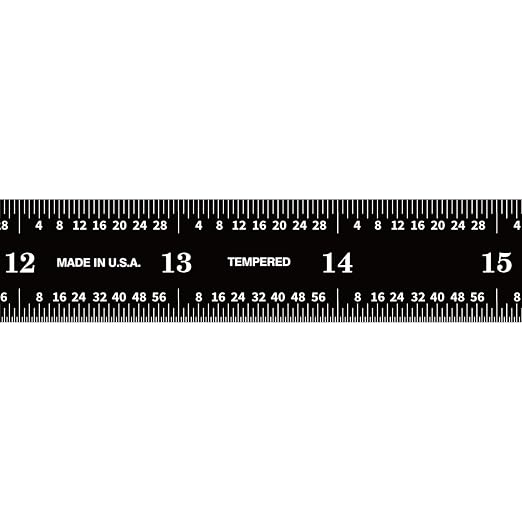 PEC Tools 24" Flexible Metal Ruler, Stainless Steel with Black Chrome Finish, High Contrast,16R Graduation (1/32", 1/64", 1/50", 1/100"), Easy to Read Machinst Rule for Professionals, Made in USA
