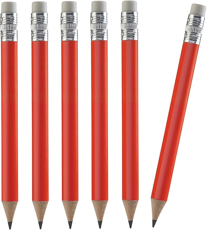TH Golf 100pcs Golf Pencils, 4 Inch Mini Half Pencils with Eraser Sharpened Wood Mini Round for Schools Wedding Toddlers Home Corporate Multiple Colours (Red)