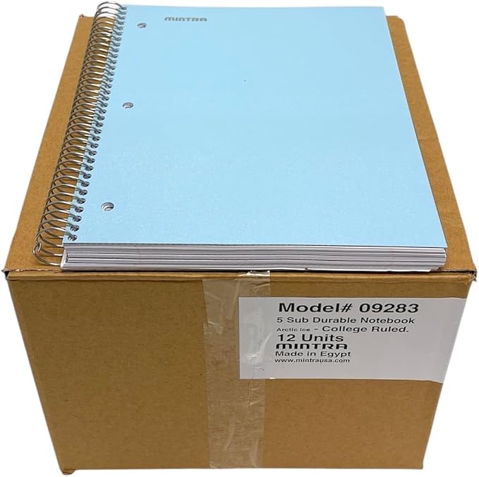 Mintra Office Durable Spiral Notebooks, 5 Subject (Arctic Ice, College Ruled 12pk)