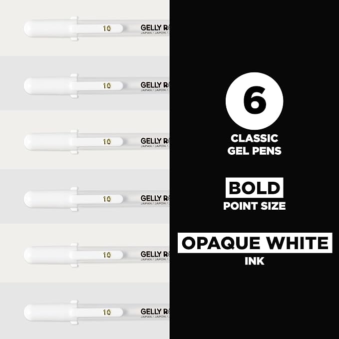 Sakura 57458 Gelly Roll Classic 10 (Bold Pt.) 6pk Pen, White