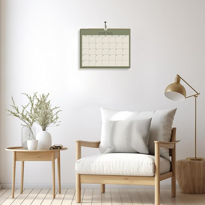 Small Wall Calendar 2026-2027 - Mini Calendar 2026-2027 from July 2026 - December 2027, 19 Months Little Calendar with Premium Paper, 6" x 8", Green