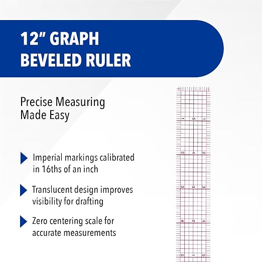 Westcott 8ths 12-Inch Beveled Transparent Ruler (B-60)