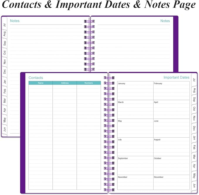 2026-2027 Planner - A5 Weekly & Monthly Planner Spiral Bound, July 2026 - June 2027, with Flexible Cover, Tabs, Inner Pocket, 6.4" x 8.5", Purple