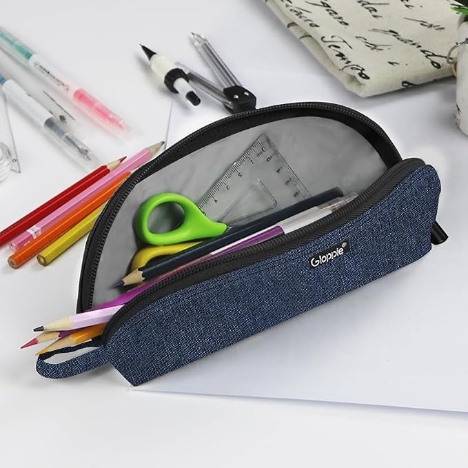 Gloppie Pencil Pouch - Practical Pencil Case, Aesthetic Simple Pencil Bag, Small Pen Holder, Back to School Supplies for Girls Boys, Blue