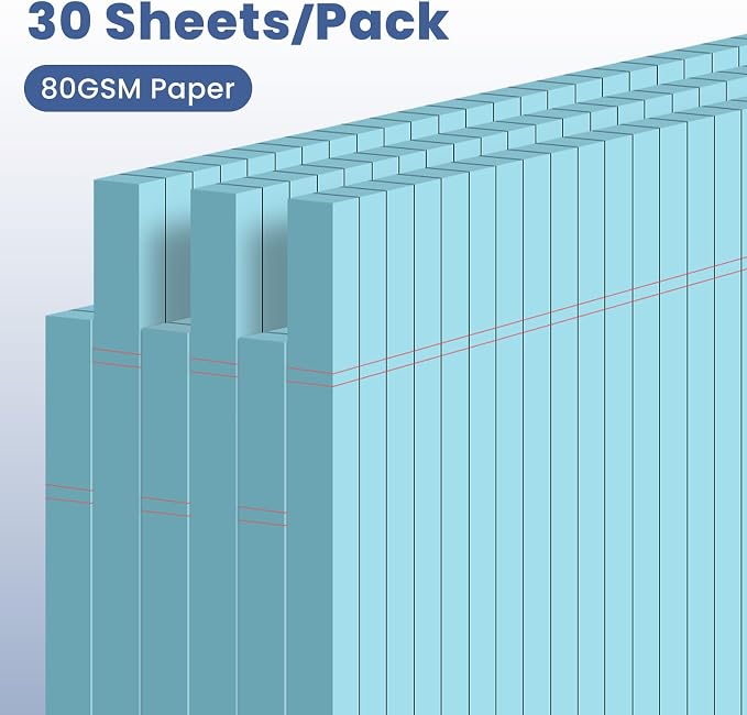 6pcs Small Note Pads, Blue Notepads 5x8 College Ruled Notebook, Writing Pads 5 x 8, Legal Pads, Pad Paper Perforate Notebooks for Work, Message, School, Office Supplies,30 Sheets/Pack