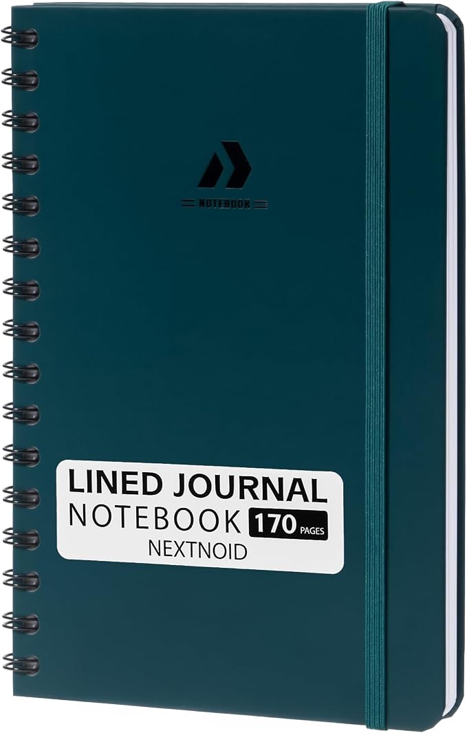 Nextnoid A5 Lined Spiral Notebook - 170 Pages, College Ruled, Muted Aqua | Hardcover Notebook for Everyday Writing, A5 Size (5.8" x 8.3") Journal for Work and School, Daily Journaling and Notetaking