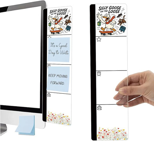 Monitor Memo Board Acrylic Sticky Note Holder Funny Silly Goose On The Loose Office Desk Decor with 100 Self Stick Note Pads