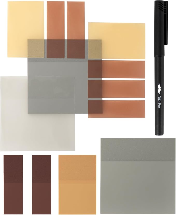Mr. Pen- Transparent Sticky Notes Set, 200 Sheets | Transparent Sticky Notes and Planner Tabs with Black Fineliner Pen for Bible Study, Office, School, Planning