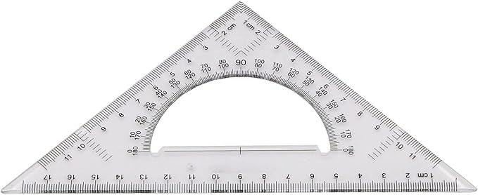 Pack of 2 Transparent Triangle Plastic Ruler Scale Set Square:30/60 Degree & 45/90 Degree Angle Acrylic Architectural Drawing Drafting Tool School Classroom Kids Triangular Rulers