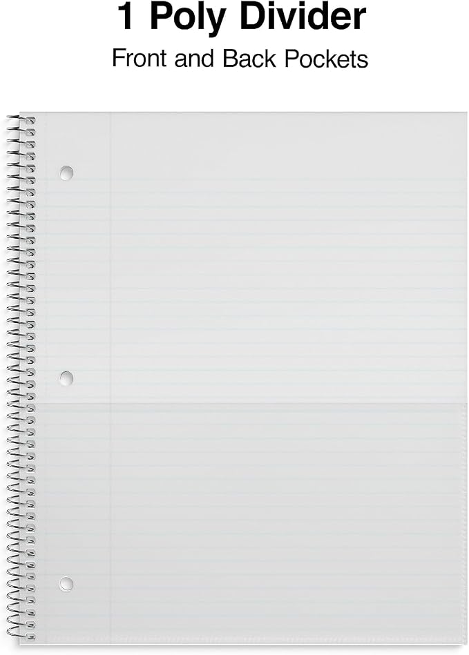 STAPLES Accel 1‑Subject Notebook, 8.5” x 11”, College Ruled, 100 Sheets, Purple