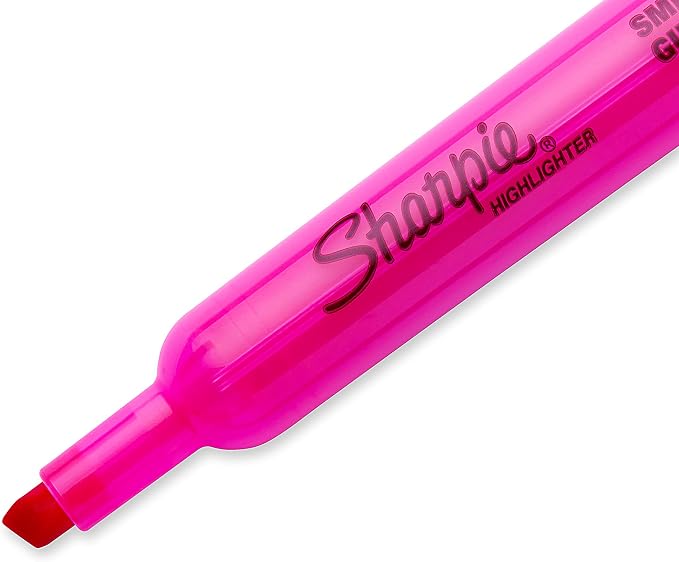 SHARPIE Tank Style Highlighters Chisel Tip Fluorescent Pink Box of 12 (Pack of 12)