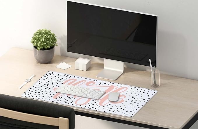 SSOIU Large Mouse Pad, Cute Hustle Desk Mat for Desktop, Women Girls Waterproof Gaming Mousepad, Polka Dot Computer PC Laptop Protector Writing Pads for School Office Home 35.5" x 15.7"