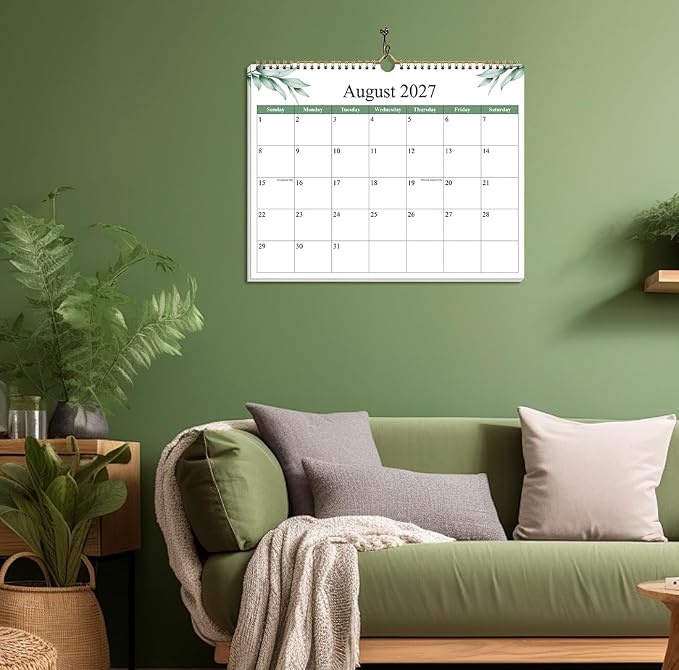 Calendar 2026-2027 - Wall Calendar 2026-2027 from July 2026 to December 2027, 2026-27 Wall Hanging Calendar Planner with Thick Paper, 12" x 14.5", Leaf