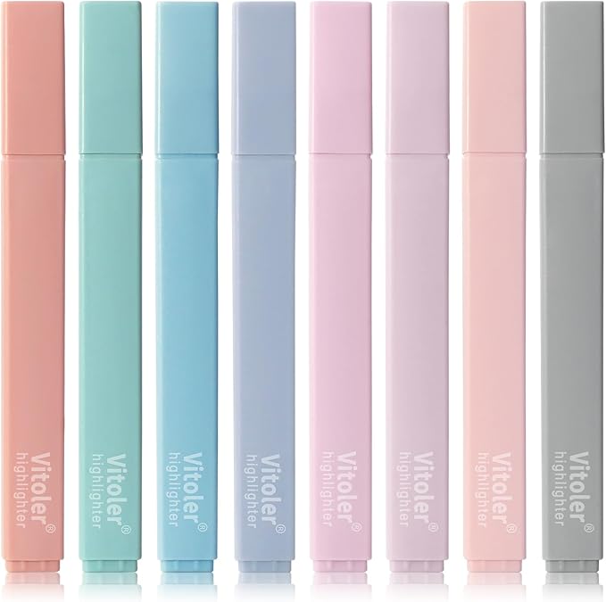 Vitoler Pastel Highlighters,Cute No Bleed Bible Bible Study 8pcs | Assorted Colors, high quality for bible study,books,journal,writing,school office