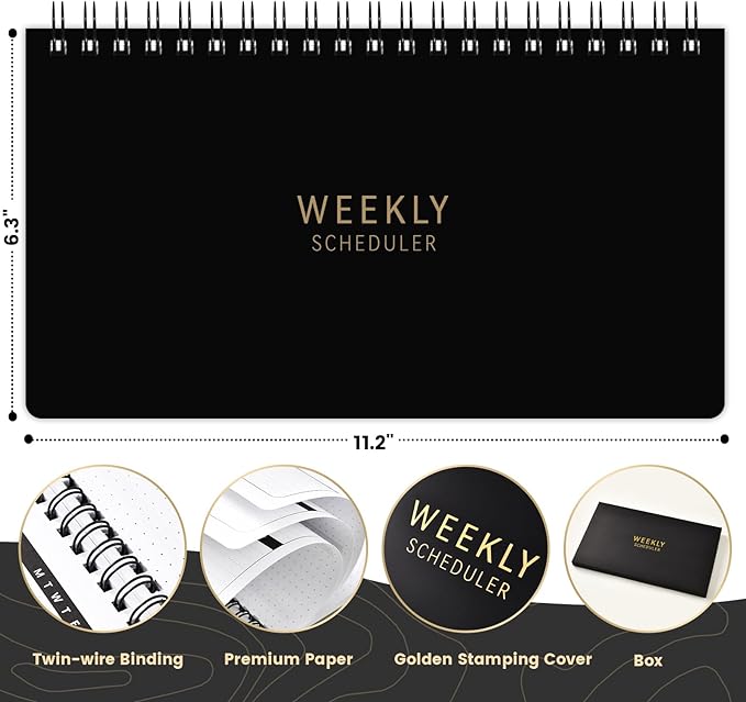 Weekly Planner 2026-2027 - Spiral Bound, 11.2'' x 6.3'', 55 Weeks | Undated Daily Productivity Organizer Notebook with Habit Trackers & Weekly Priority Sections for Office, School and Home