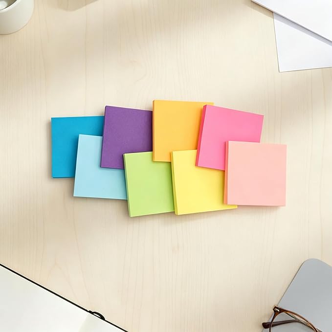 Sticky Notes Pop Up Sticky Notes 8 Pads 8 Colors 3x3 100 Sheets Large Self-Stick Stickies Note Pads Teacher Back to School Supplies and Oﬃce Products