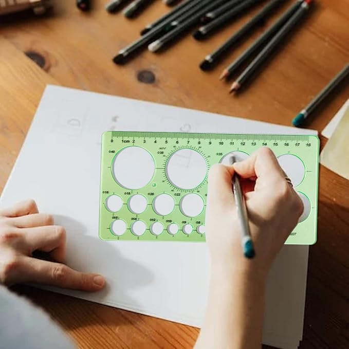 ZTEOFO Circle Templates Ellipse Drawings Templates Drafting Stencils Measuring Tools Template Artist Design Drawing Aid Tool, 3 Pack, Green