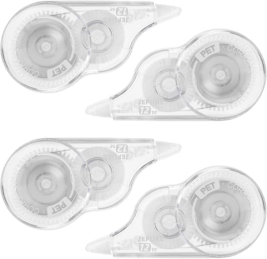 4 Pcs Correction Tape, 39.4 Ft White Wrong Out Tear-Resistant Bulk, Instant Corrections Easy To Use Applicator for School, Office, Note Taking, Journal (Tape Width 0.2 in, Clear)