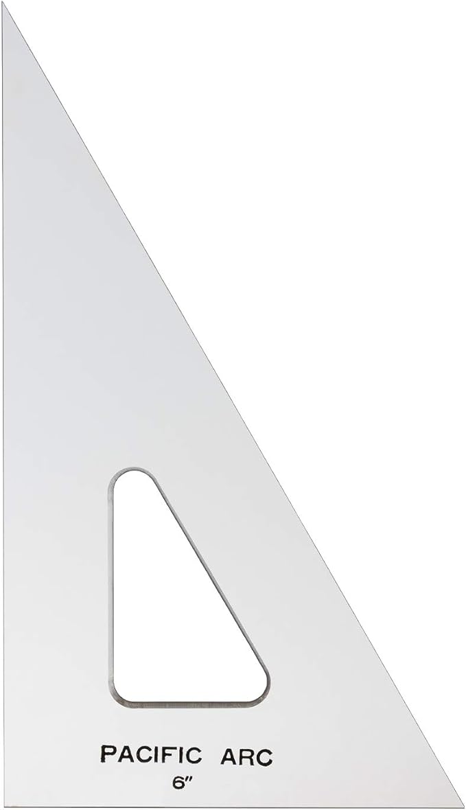 Pacific Arc Drafting Triangle, 6-inch, 30/60/90 Degrees, Clear Acrylic