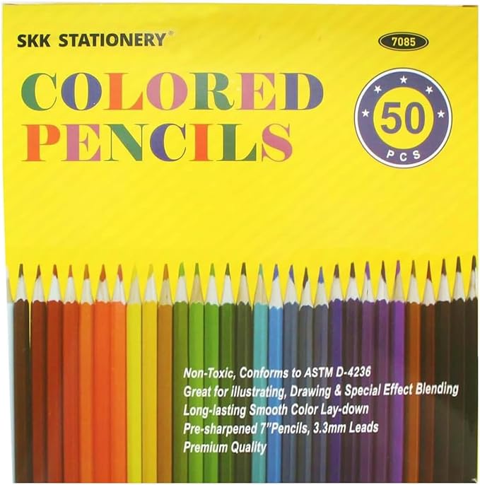SKKSTATIONERY 50Pcs Colored Pencils,50 Vibrant Colors, Drawing Pencils for Sketch, Arts, Coloring Books, Back to school