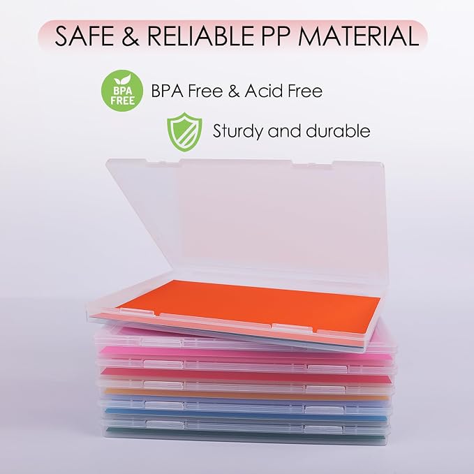 6 Pack Photo Storage Box, Fits 8" x 10" Photo & A4 Paper, Clear | Large Plastic Scrapbook Paper Storage with Latch, Photo Organizer for Protecting Photo, Craft, Scrapbook, Office Supply
