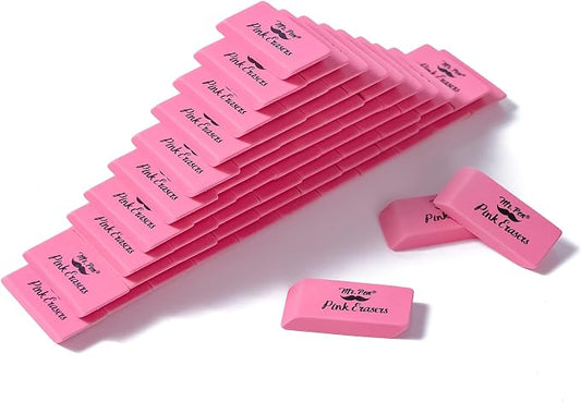 Mr. Pen- Pink Pencil Eraser Bulk, 60 Pack | Large Latex Free Block Erasers for School, Office, Art Sketching, Homework, Exams, Clean Smudge-Free Correction