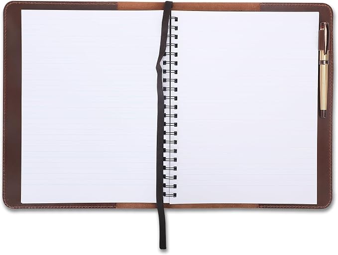 Heavy Duty Full Grain Leather Journal Cover (8.5 x 11 in.), Refillable Cahier XXL, Refillable Spiral Notebook (8.5 x 11 in.), Handmade Leather Journal Cover (Tan)
