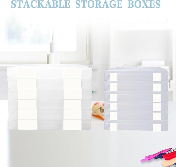 12 Pcs Clear A4 A5 File Box Document Plastic Storage Box with 48 Labels File Holder Organizer Box Paper Plastic Case Magazine Protector with Buckle Office School Supplies(White)