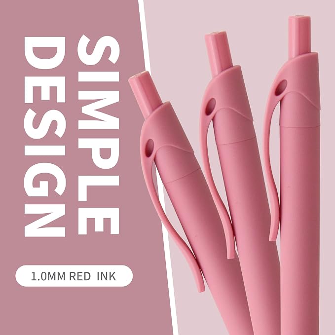 deegtran Pens Bulk, 50 Pack No Bleed Click Pens, Wholesale Retractable Ballpoint Pens, Pen Medium Point, Smooth Ink Pens, 1.0MM Red Ink