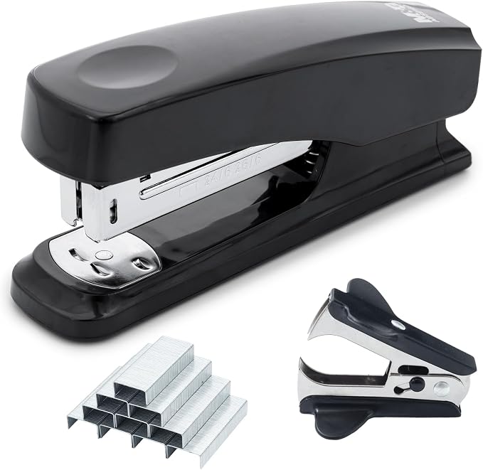 M&G Desktop Stapler with 25 Sheet Capacity, Two Binding Modes, Basic Stapler Set with 1000 Staples and Remover, Durable Staplers for Office Home (Black)