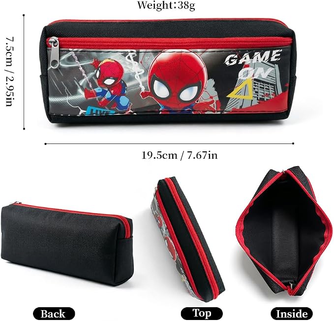 ACZHHZC Cute Spider Anime Pencil Case, Funny Cartoon Pen Pouch, Sturdy Zipper Portable Kawaii Stationery Organizer Bag for Men and Women (sp)