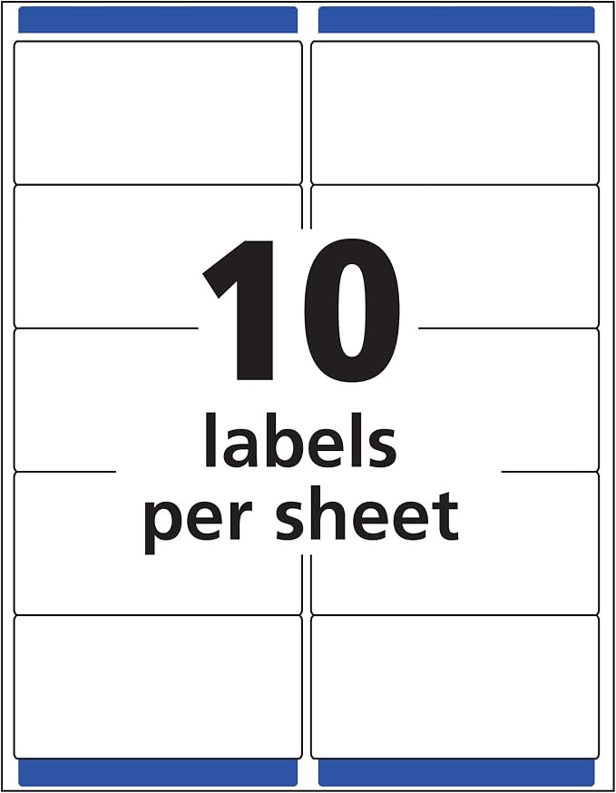 Avery Printable Shipping Labels with Sure Feed, 2" x 4" Customizable Stickers, Matte Clear, 1,250 Blank Mailing Labels Total, Great for Mailing, Shipping, and More (5-Pack of 8663)