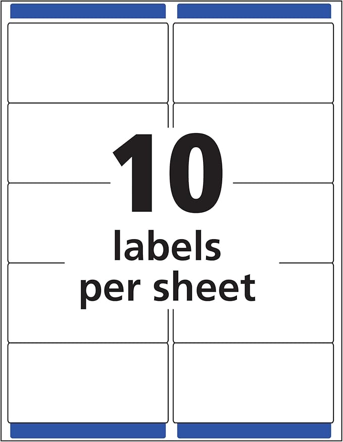 Avery Printable Shipping Labels with Sure Feed, 2" x 4", Matte Clear, 500 Blank Mailing Labels (5663)