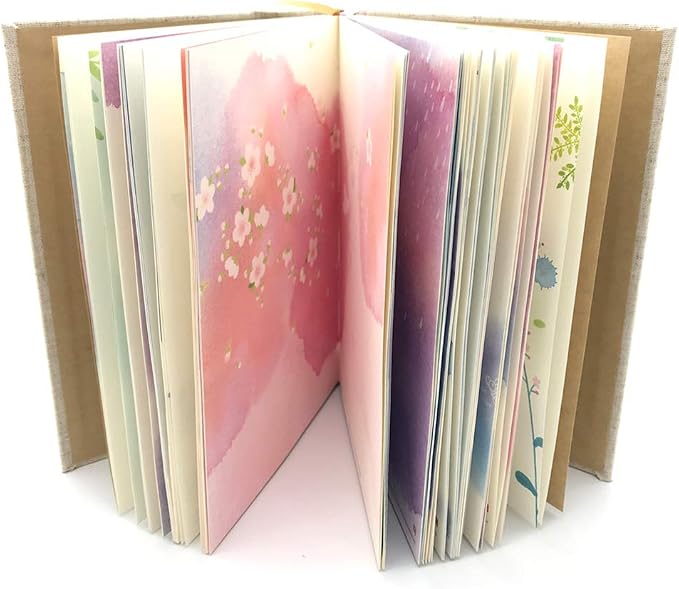 SIIXU Colorful Journal Notebook,A5-Blank,Multicolor | Hand-illustrated by an Artist, Unique Beautiful Watercolor Pages, for Women & Men, 2 Ribbon Bookmark, Lay-flat, Unruled Diary
