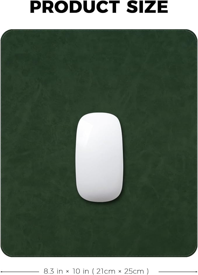 Mouse pad, Non-Slip Washable Waterproof Computer Mouse mat Thick for Laptop Wireless Mouse Home Office Travel, Portable 9.8"x 8.3" S Dark Green