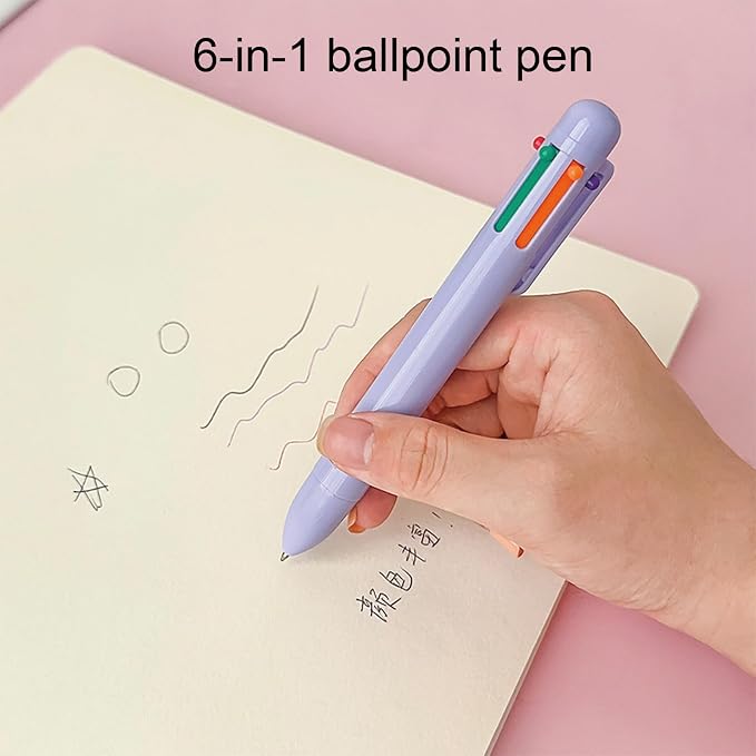 7 Pcs Cute Purple Stationery Set Kawaii School Supplies Office Supplies Including Ballpoint Pens Pencil Sharpener Highlighter Correction Tape Ruler Utility Knife (Purple)