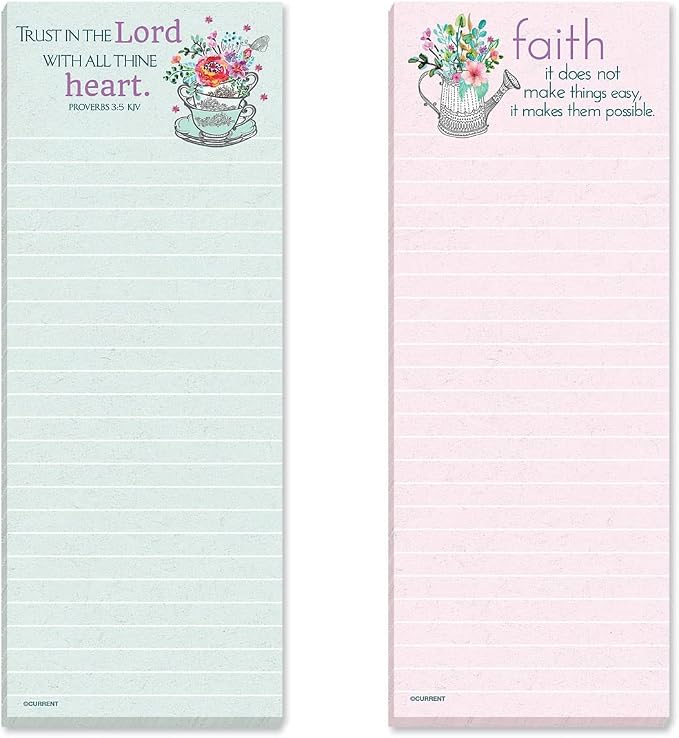 Current Mary Engelbreit Inspirational Religious Magnetic Magnetic Notepad Set – Set of 12 Mini Memo Pads, 6 Designs, 30-Sheet Pads, 2½ x 6½ Inches, Shopping List, to-Do Notes, Printed in The USA