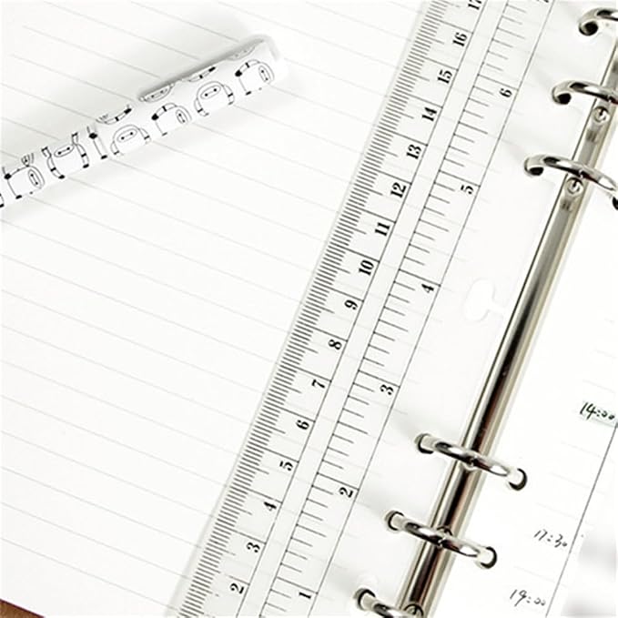 2Pcs Black/Clear Plastic Page Marker Pouch Measuring Today Ruler for A5 Size 6-Hole Binder Notebook (A5, Black + Clear)