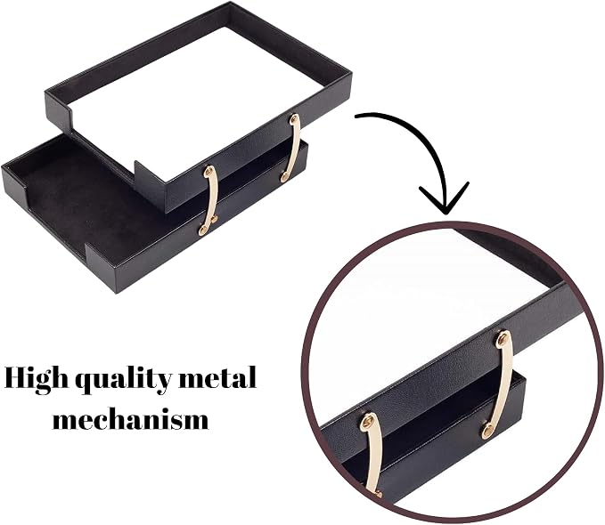 MOOGCO Bonded Set Luxury Leather Desk Pad & Desk Organization Essentials Desk Organizer Leather Desk Organizer (Black)
