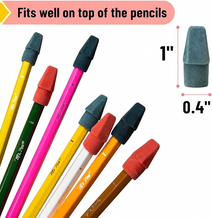 Mr. Pen- Pencil Erasers Toppers, 30 Pack, Colorful | Mr Pen Erasers for Pencils