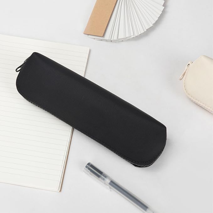 Pencil Case Small Pencil Pouch Slim (Cream, Oxford)