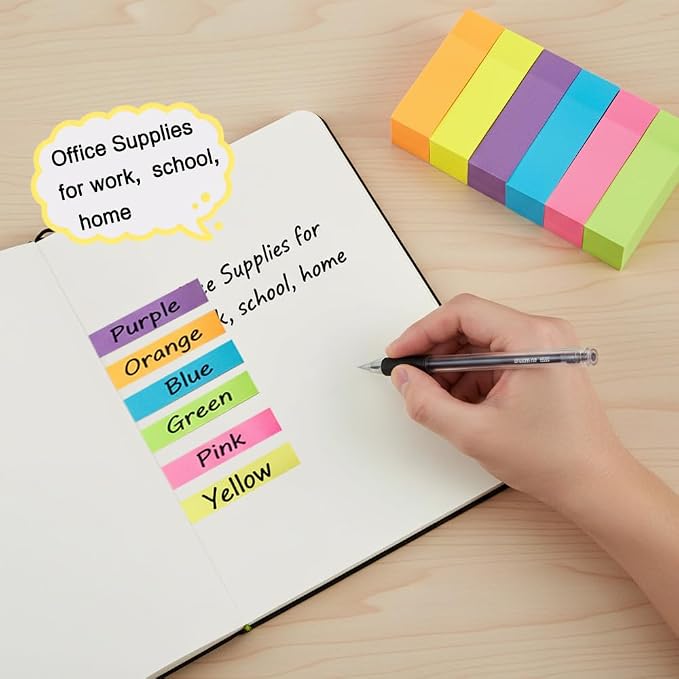 Sticky Notes Small Sticky Notes 30 Pads 6 Colors Mini Long Self-Stick Stickies Note Flags Tabs 0.6×2 100 Sheets Teacher Back to School Supplies and Oﬃce Products