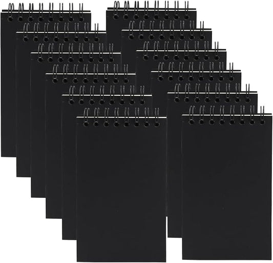 12 Pack Pocket Notebooks, 3x5 Small Notepads, Mini Spiral Notebooks, 60 Sheets/120 Pages,Lined College Ruled Paper, Memo Pads for Home, Office, School or Travel (Black)